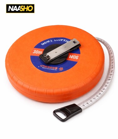 شريط قياس من الألياف الزجاجية بطول 30 مترًا - بكرة شريط قياس بطول 100 قدم مع مقبض، أداة قياس متينة للبناء والمسح والأعمال اليدوية
