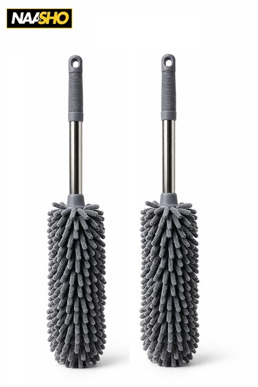 عبوة من قطعتين من منفضة الغبار المصنوعة من ألياف الشنيل الدقيقة مع مقبض - منظف غبار قابل للتمديد لتنظيف المنزل والأثاث والرفوف والسيارة