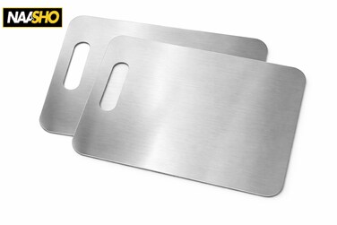 Pack of 2 Stainless Steel Cutting Board  &ndash; Heavy-Duty Metal Chopping Boards with Handle, Hygienic &amp; Easy to Clean