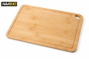 لوح تقطيع من الخيزران 24×34 سم - لوح تقطيع خشبي مفرد بمقبض، لوح تحضير متين للمطبخ
