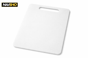 لوح تقطيع بلاستيكي أبيض – لوح تقطيع فردي بمقبض، لوح تحضير مطبخ متين وصحي - 440x270x10mm
