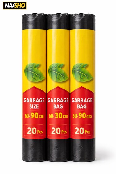 أكياس قمامة كبيرة 60×90 سم (30 جالونًا) - 20 كيسًا قويًا ومتينًا للقمامة للمنزل والمطبخ