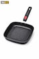مقلاة شواء غير لاصقة بسطح مضلع - مقلاة مربعة لطهي شرائح اللحم والدجاج والخضراوات - مقبض مقاوم للحرارة - أدوات مطبخ متينة
