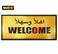 ملصق جداري ترحيبي - لافتة ذهبية مزخرفة بنصوص عربية وإنجليزية، ديكور أنيق للأبواب ومداخل المنازل
