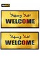 عبوة من ملصقين جداريين ترحيبيين - لافتة ذهبية مزخرفة بنصوص عربية وإنجليزية، ديكور أنيق للباب ومدخل المنزل
