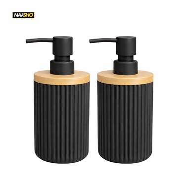 عبوة من قطعتين من موزع الصابون الفاخر المضلع، مضخة غسيل اليدين للحمام العصري، قابلة لإعادة التعبئة
