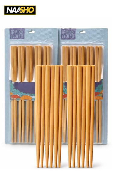 مجموعة عيدان طعام من الخيزران، 20 قطع - عيدان خشبية قابلة لإعادة الاستخدام، خفيفة الوزن ومتينة، مثالية للسوشي والنودلز والمأكولات الآسيوية
