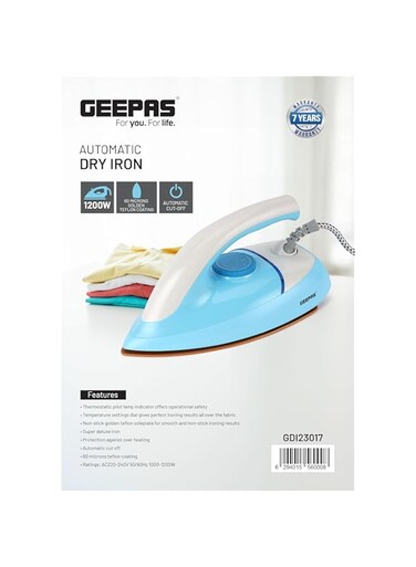 GDI23017 Dry Iron Non-Stick Coating Plate &amp; Adjustable Thermostat Control   Indicator Light with ABS Material   2 Years Warranty