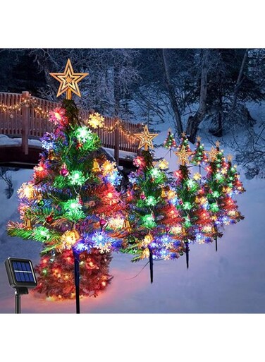 4-Pack Solar LED Christmas Tree Lights, 8 Modes - For Yard, House, Patio.