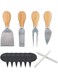 findTop Set of 12, Wood Handle Cheese Knives with Cheese Markers and Soapstone Chalks, 4 Pieces Cheese Slicer Cheese Cutter, 6 Pieces Natural Slate Cheese Labels, 2 Pieces Soapstone Chalks