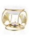 NALACAL Metal Wax Melt Burner Essential Oil Burner with Ceramic Dish, Decorative Aroma Diffuser Tealight Candle Holder for Wax Melting (Gold)
