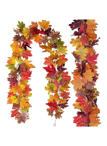 GGEROU 2pcs Fall Decor Enlarged Maples Leafed Halloween Fall Decorations for Home Fall Lights Thick Leafs Garlands, Total 32.8Ft 100LED Battery Operated Waterproof Thanksgiving Decor (No LED Light)