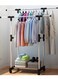 POLE Stainless Steel Foldable Clothes and Garment Hanging Rack Double Drying Stand with Wheels