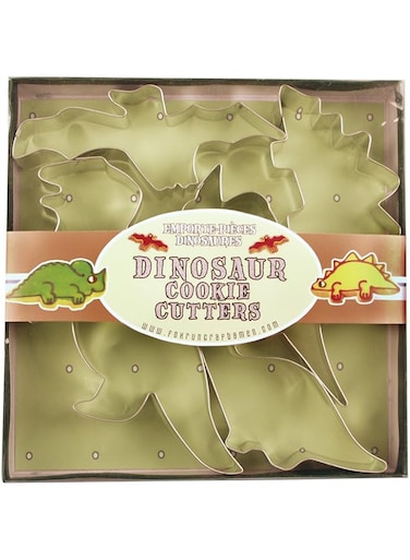 Fox Run Dinosaur Cookie Cutters, 1 x 6 x 2.5 inches, Metallic
