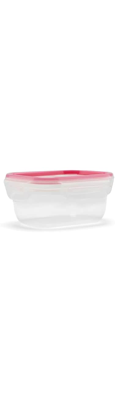 KLEEZ Plastic Food Storage Boxes, Meal Prep Containers, Integrated Silicone-Lining, Airtight, Reusable, Stackable, BPA-Free. Microwave, Freezer, Dishwasher safe. Perfect for Kitchen. Pink, 1300ml