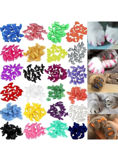 dfdtyca 100pcs Cat Nail Caps, Colorful Pet Cat Soft Claws Nail Covers for Cat Claws with Glue and Applicators (XS(100pcs))