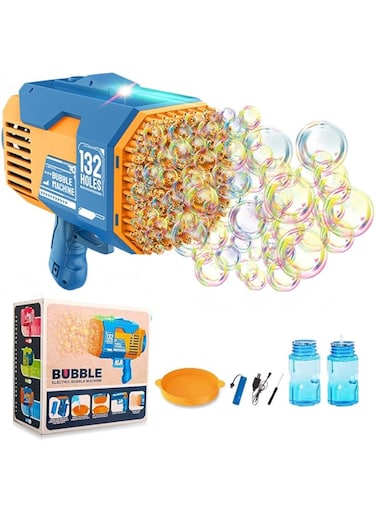 ECVV Upgraded Bazooka Bubble Machine Gun 132 Holes Bubble Blower   Rocket Launcher Bubble Maker with Colorful Lights   Bubble Blaster Foam Maker Guns   Outdoor Toys   Party Favors Gift for Toddlers