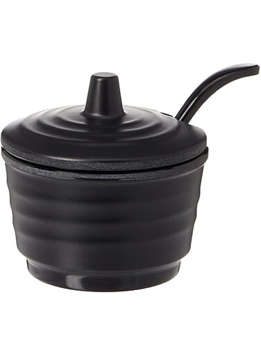 Servewell Melamine Horeca Black Brio Bowl With Lid 7X4.5Cm