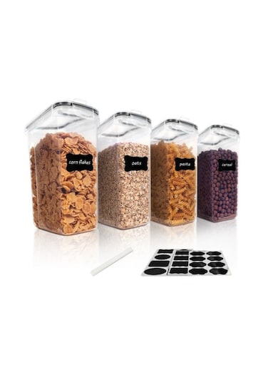 Large Cereal Containers Storage Set for Pantry, 4 Pack 4L/135 Oz Airtight Food Storage Containers BPA Free Plastic Containers with Lids for Sugar Flour Snack