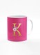 Designer Printed Coffee Mug 11oz Ceramic Personalised Gift Mugs Cup -Custom Monogram Initial Letter Floral Pattern Alphabet - K (Dark Pink Rose)
