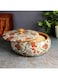 Brick Brown Premium Handcrafted Solid Wood Marigold Roti Casserole For Kitchen   Round Hot Pot, Roti Dabba With Lid   Casserole For Dining, 1640Ml(8.8X8.8X4.3Inch)
