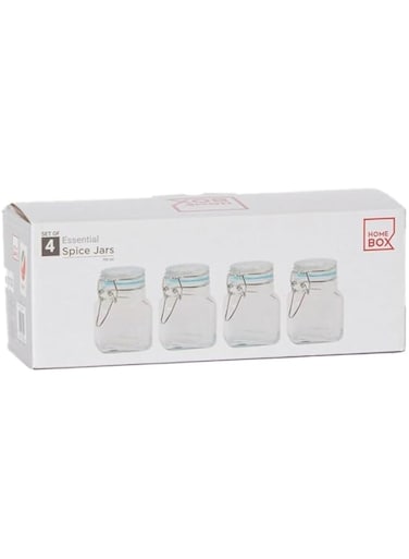 HomeBox Essential Glass Spice Jar - Set of 4