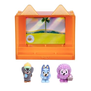 Bluey Fuzzies Episode Pack: Shadowlands. With 3 Specially Flocked Collectible Mini-Figures (Incl. 1 Exclusive), Display Case, Foil Trading Card, And Collector's Guide. 50 Mini-Figures To Collect!