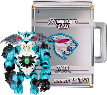 Mrbeast Lab Apex Beast Tiger Collector Figure, 6.25" Tall, with Extreme Detailing, Premium Packaging, 13 Points Of Articulation &amp; Chomp Jaw - Styles May Vary