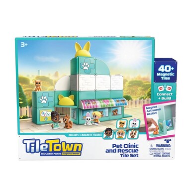 Tile Town Pet Clinic &amp; Rescue Magnetic Tiles Playset (48 Pieces)