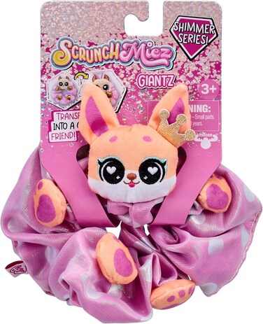 ربطات الشعر العملاقة Scrunchmiez 96546، هذه الربطات الكبيرة اللطيفة تتحول بطريقة سحرية من إكسسوار للشعر إلى دمية قطيفة محبوبة قابلة للجمع ومشبك لحقيبة الظهر