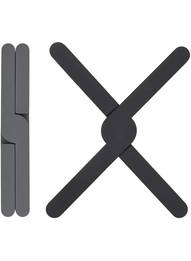 Silicone Folding Trivets 2 Pack Non Slip Heat Resistant for Hot Pans/Cup/Dishes/Plates,Gray and Black