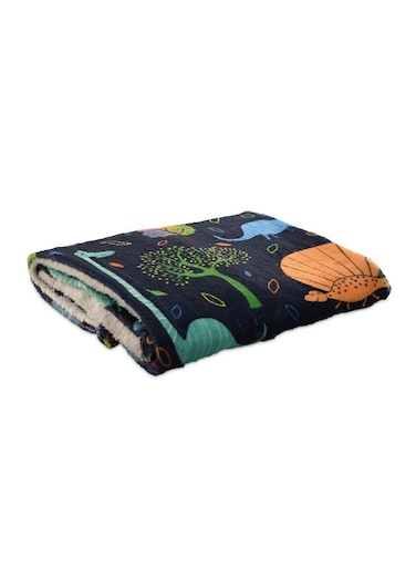 Baby &amp; Kids Lightweight Super Soft Black Microfiber Blanket with Dinosaurs design, Size 100x75cm