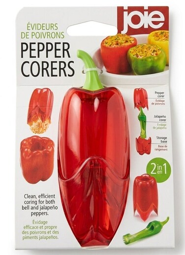 2-in-1 Pepper Corer Set Bell Pepper &amp; jalape&Atilde;&plusmn;o Corer Tool with Storage Base, Serrated Edge Vegetable Deseeder, Easy Core Remover Kitchen Gadget for Stuffed Peppers Prep