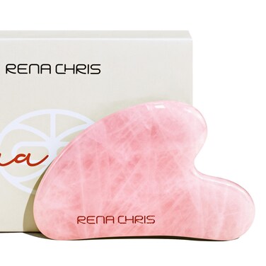 Rena Chris Rose Quartz Gua Sha, Natural Jade Gua Sha Facial Tools for SPA Acupuncture, Gua Sha Stone for Body Face Neck and Eye, Daily Skin Care Tools