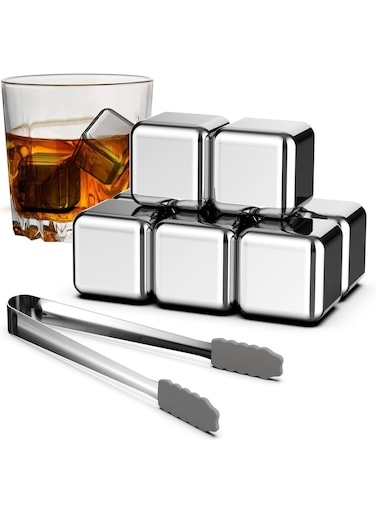 Pcs Metal Whiskey Stones for Drinks 304 Stainless Steel Reusable Ice Cubes with Ice Tongs and Freezer Storage Tray for Whiskey