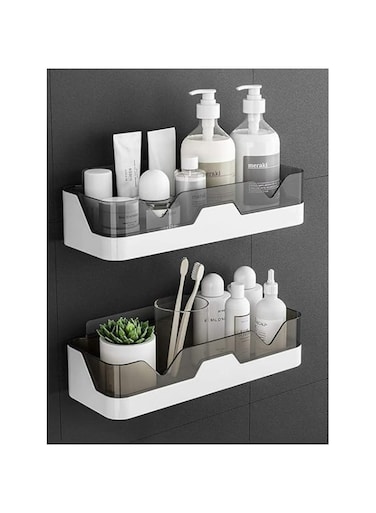 KASTWAVE Shower Caddy Shelf Organizer, 2-Pack Shower Caddy, Separable shower Organizer - No Drilling, Double Layer Adhesive Shower Shelf, for Toilet, Dorm and Kitchen (grey+gold)