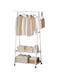 Beauenty Clothes Rack, Clothes Drying Stand, Coat Rack, Sturdy Rolling Clothing Rack with Wheels, Multifunctional Metal Garment Rack with 2-Tier Shelf, (White)