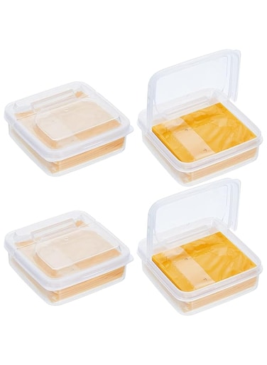 SWIUKPHE Mini Cheese Storage Containers, Food Container for Fridge Sliced Storage with Lids Refrigerator Fruit Vegetable Keep Fresh, 4 Pcs