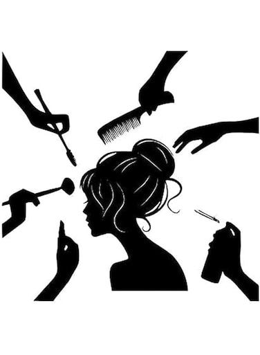 BPA&reg; Beauty Salon Makeup Women Silhouette Removable Wall Decals Murals Stickers for Bedroom Shop 21X 20 Inches