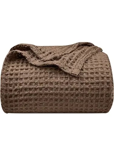 Ultra Soft 400gsm Waffle Weave Blanket Queen Size (230cm x 230cm), Cozy Woven Blanket for Bed, Decor, Sofa, Cocoa Brown