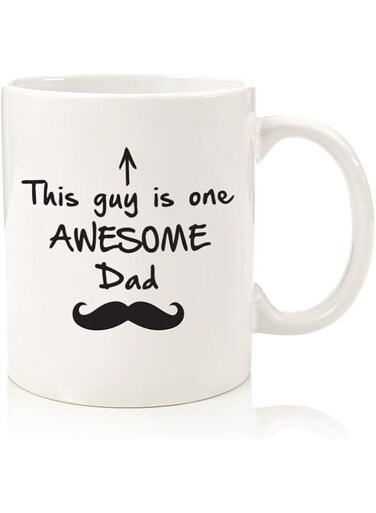 Best Dad Gifts - Funny Coffee Mug - One Awesome Dad - Father's Day Gifts for Dad, Men - Unique Gift Ideas for Him from Daughter, Son, Wife - Cool Birthday Present for Husband - Fun Novelty Cup (White)