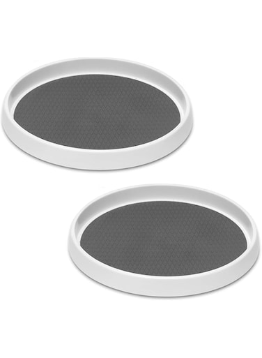 25cm Non-Skid Turntable Lazy Susan Organizer [4 Pack] - Spinning Rack for Cabinet Table Top, Pantry Organization Storage, Kitchen, Fridge, Vanity, Countertop, Under Sink Organizing, Spice Spinner