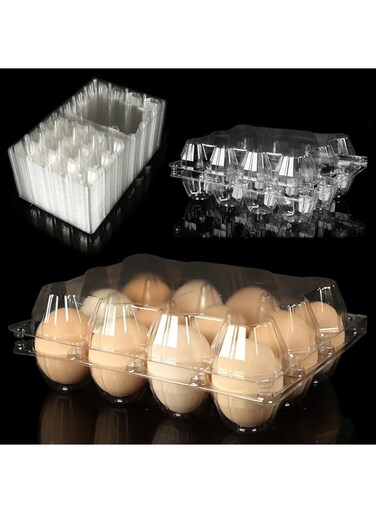 NALACAL Clear Plastic Egg Cartons Eco-friendly Egg Holder, Reusable Egg Cartons for 12 Eggs, Large Blank Egg Cartons for Chicken Farm Business Market Home Refrigerator Storage