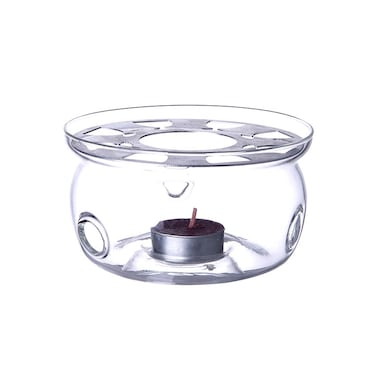 BLACKSTONE Borosilicate Glass Teapot Warmer Stand Candle Tea Base for Teapots up to 9cm Base Diameter Transparent Tea Light Holder, TP213 (GLASS WARMER ONLY)