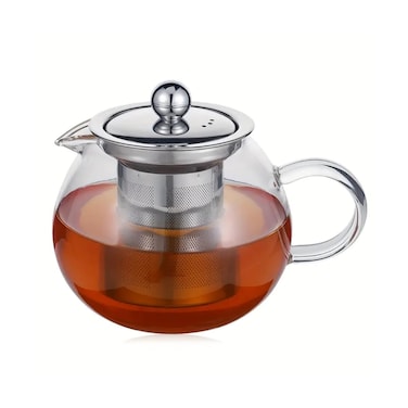 BLACKSTONE Borosilicatet Teapot Set 600ML with Stainless Steel Infuser Clear Arabic Tea Pot with Lid for Loose Leaf, Herbal & Blooming Tea, TP205 (600 ML)