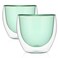 BLACKSTONE Double Wall Glass Coffee Mugs 250ML Hot & Cold Borosilicate Insulated Glasses for Home, Cafe & Restaurant, DG824 (GREEN, 2 PIECE SET)