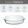 BLACKSTONE Clear Glass Casserole 2.9 L Oval Borosilicate Baking Dish Oven Microwave Freezer Dishwasher Safe