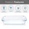 BLACKSTONE Clear Glass Casserole Premium Borosilicate Glass Dish for Baking, Serving, Mixing, Oven, Microwave & Dishwasher Safe (2.9 L, Rectangular)