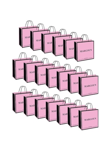 MARGOUN Lovely Pink Shopping Bag Paper Bag with Printed Logo for Clothing Packaging and More