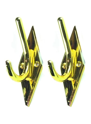Robustline Multipurpose Wall Mounted Hat and Coat Hooks with Diamond Plate for Clothes, Coats, Hats, Belts, Towels (CH-129) (2, Brass Plated)